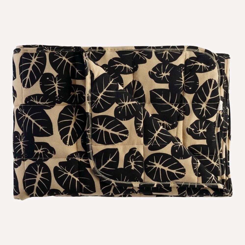 NWT Kate Quinn Taro Leaf Plant Square Quilt Bamboo Blanket